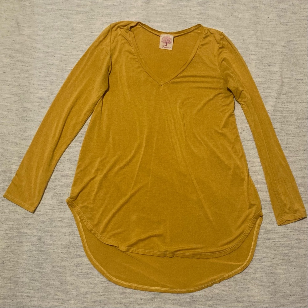 Mustard Long Sleeve V-Neck Top